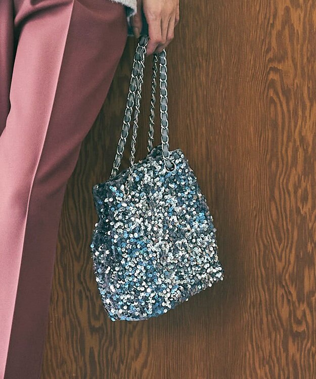 ANY SIS スパンコールチェーン バッグ シルバー