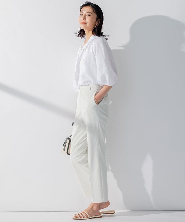 23区 【セットアップ対応】オックスストレッチ テーパードパンツ ライトグレー系