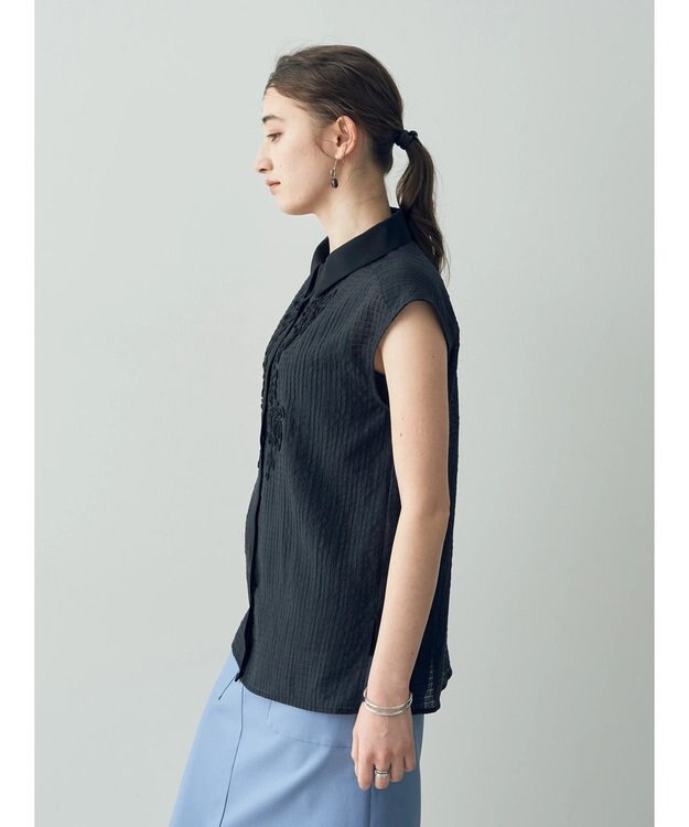 YECCA VECCA コード刺繍シアーブラウス Black