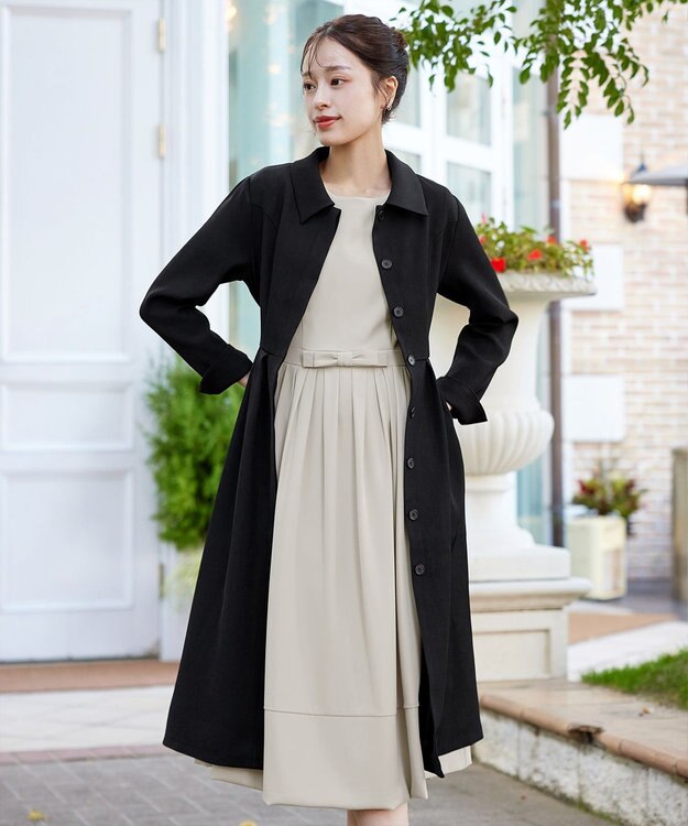 Tiaclasse L 【洗える】ステンカラードレスコート ブラック