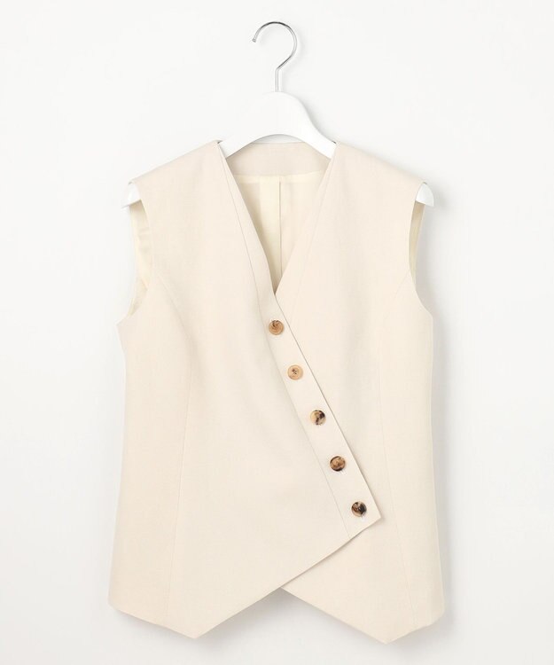 23区 【エステータ】ウールリネン アシンメトリーボタン ベスト ホワイト系