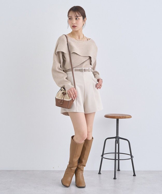 earth music&ecology ＳＥＴ２点クロスニット＋キャミソール Beige