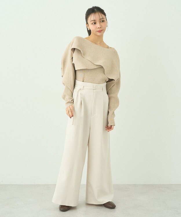 earth music&ecology ＳＥＴ２点クロスニット＋キャミソール Beige