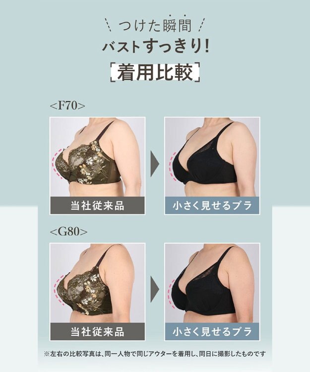 WACOAL ブラジャー 【小さく見せるブラ】 着やせ効果 ボリュームを逃がしてほっそり 脇高設計 Hカップまで対応 大きいサイズ レディース フルカップ BMM322 /ワコール ブラック