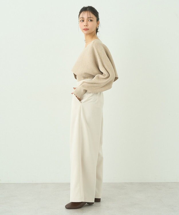 earth music&ecology ＳＥＴ２点クロスニット＋キャミソール Beige