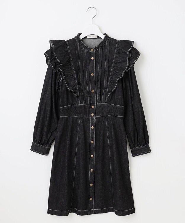 Feroux デニムミディ ワンピース ブラック系