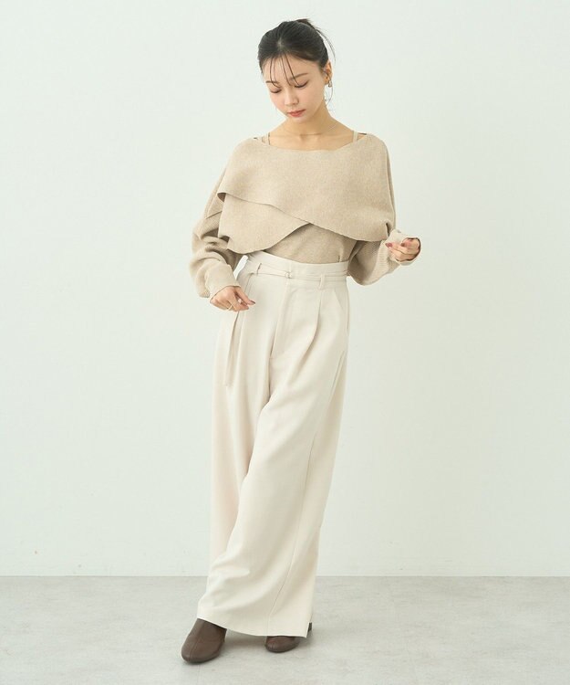 earth music&ecology ＳＥＴ２点クロスニット＋キャミソール Beige