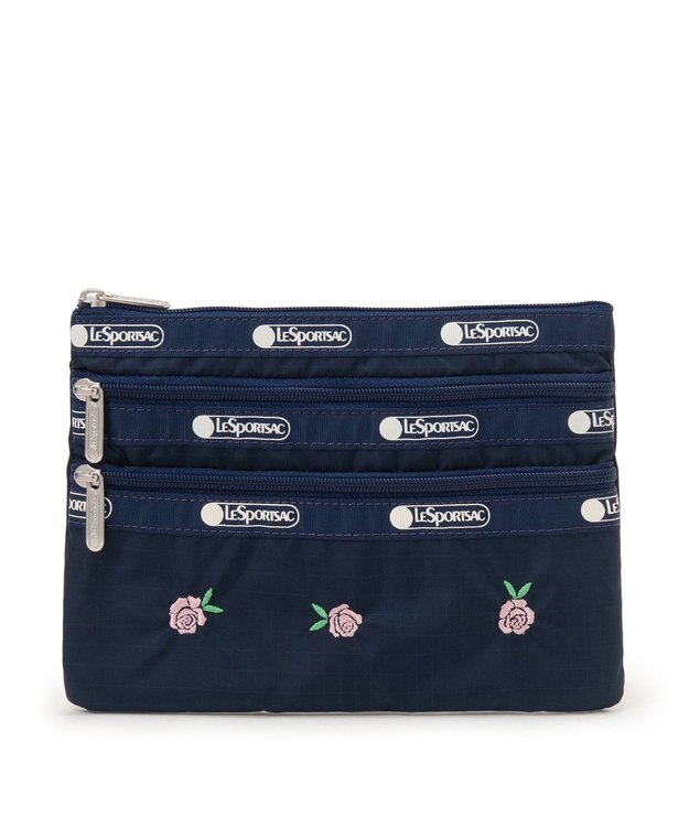 LeSportsac 3ZIP COSMETIC/ピンクローズエンブロイダリー ピンクローズエンブロイダリー