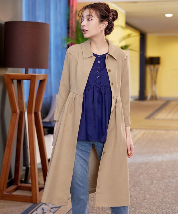 Tiaclasse L 【洗える】ステンカラードレスコート ベージュ