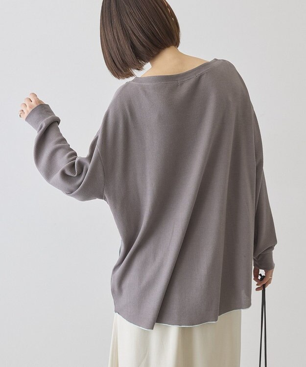 AMERICAN HOLIC 【選べる丈】ヘンリーネックワッフルメロープルオーバー Charcoal Gray