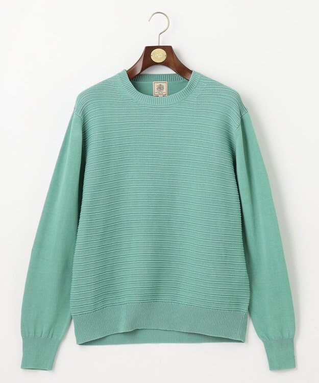 J.PRESS MEN ドライコットン シャドーボーダーニット ライトグリーン系