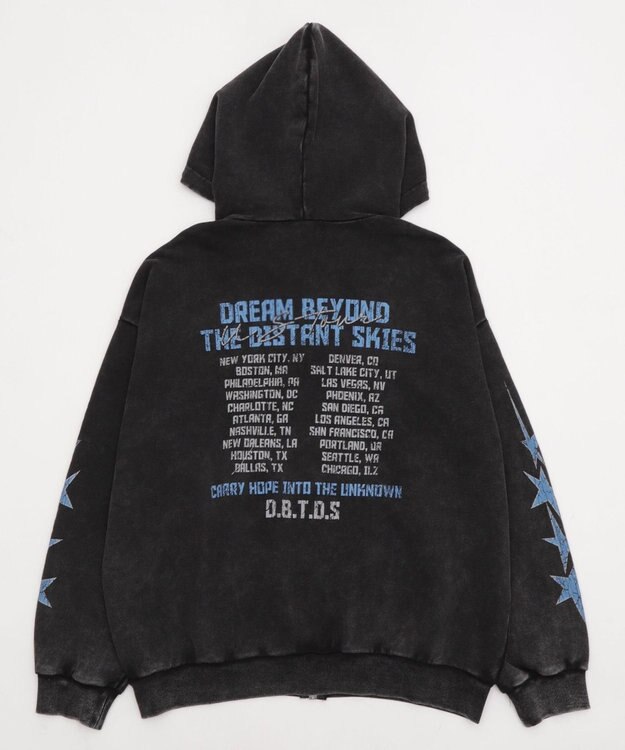 WEGO 【ユニセックス着用ITEM/MLサイズ展開】パウダーブリーチグラフィックZIPパーカー 柄3