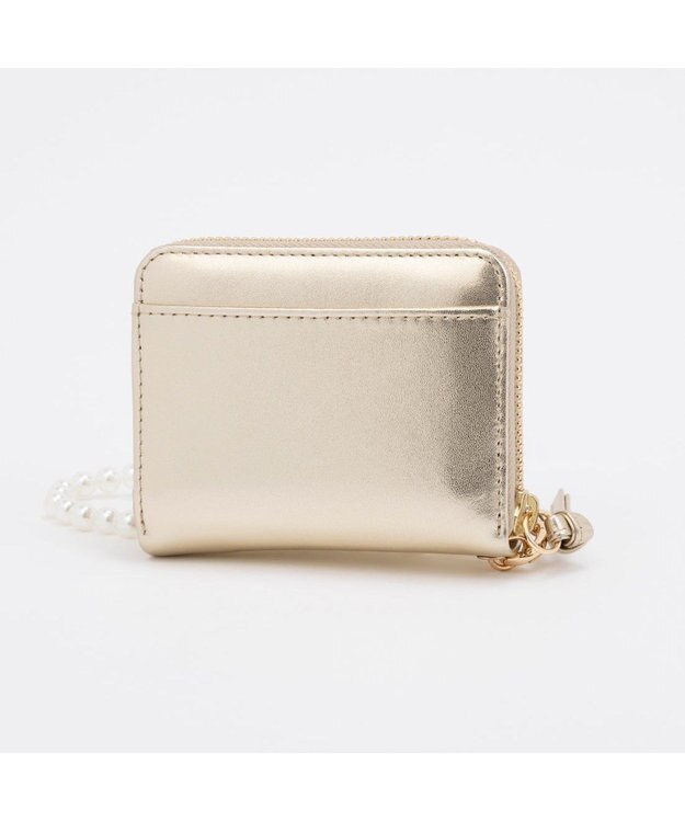 UNBILLION ペルケ perche / パール調ストラップ・ジャバラカードウォレット シルバー