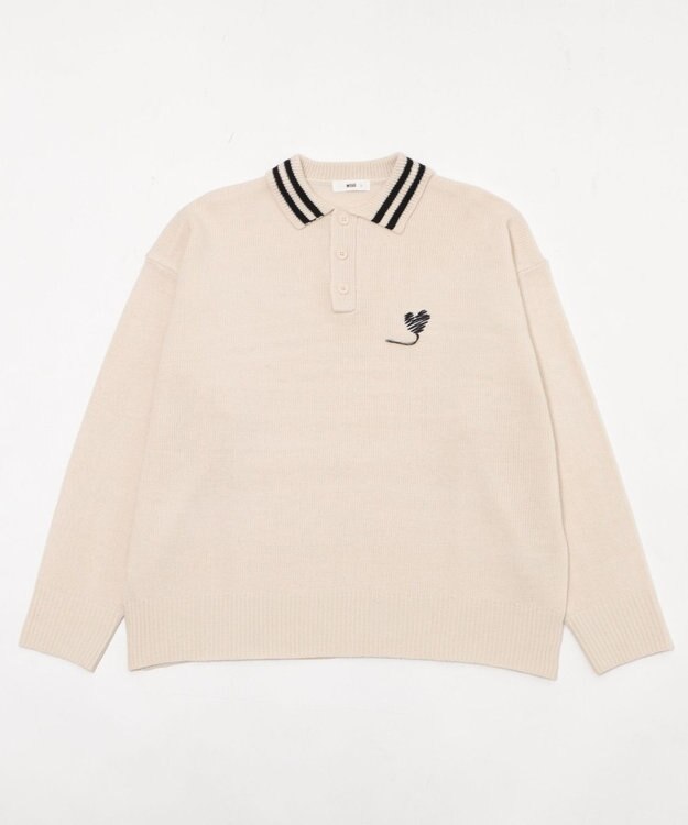 WEGO ラインポロニットプルオーバー ホワイト