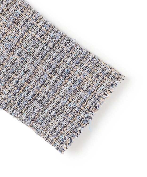 23区 GIOLICAツイード ノーカラー ジャケット ブルーミックス