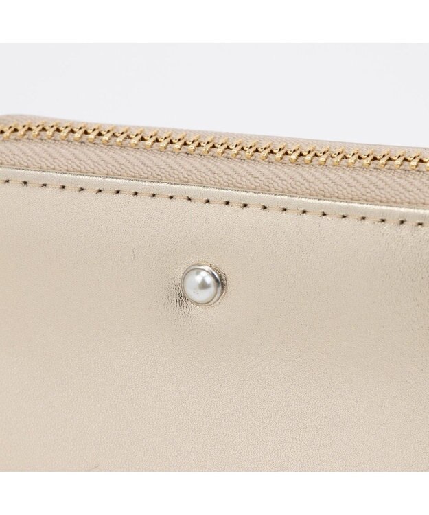 UNBILLION ペルケ perche / パール調ストラップ・ジャバラカードウォレット シルバー