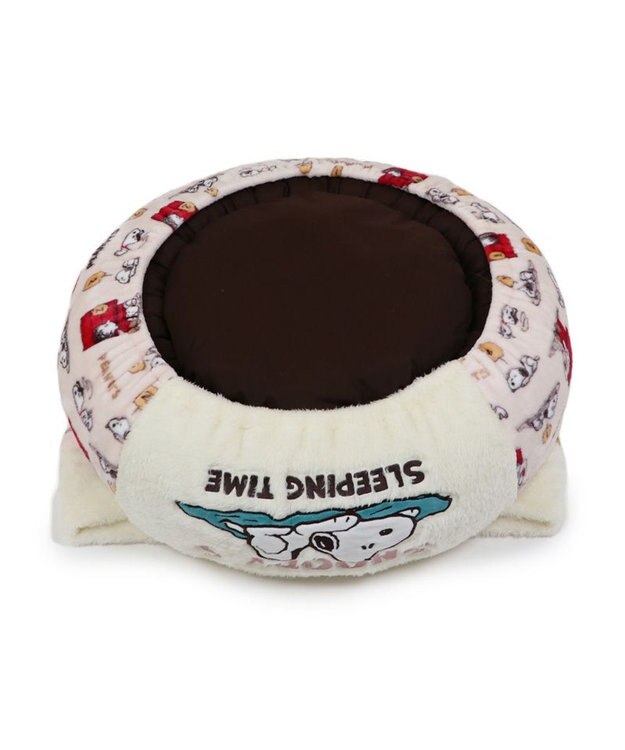 PET PARADISE スヌーピー  寝袋  丸型《うたたね柄》M 小型犬 径60cm ベージュ