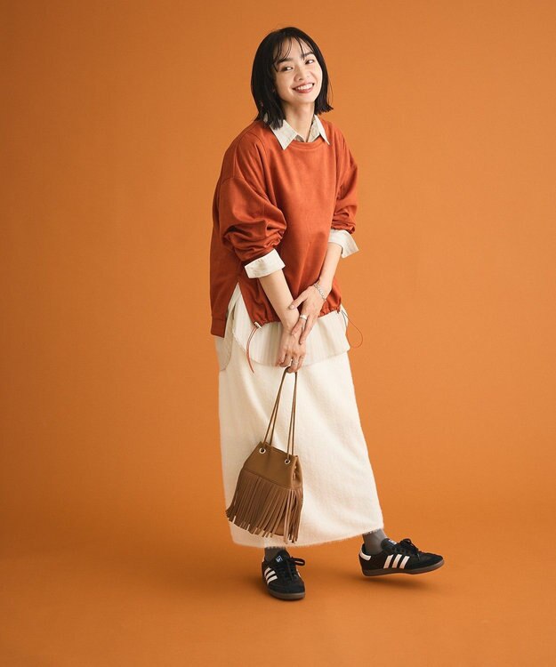 Green Parks 楽ちんシャギーＩラインスカート Ivory