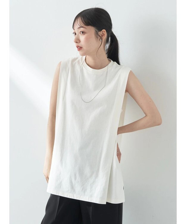 earth music&ecology ボクシーノースリーブチュニック Off White