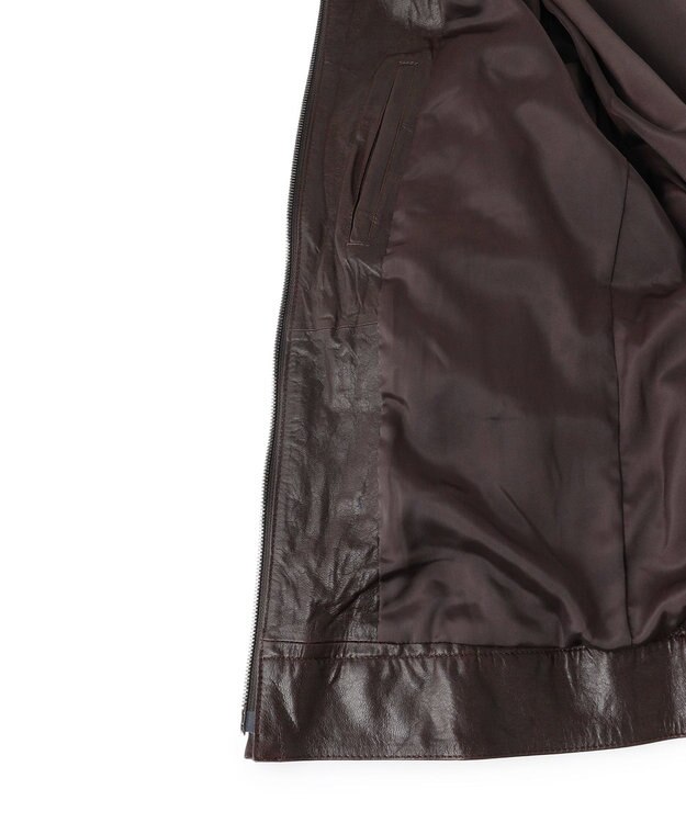 JOSEPH HOMME 【洗い加工】シュリンクエアレザー 　シングルライダースジャケット ダークブラウン系