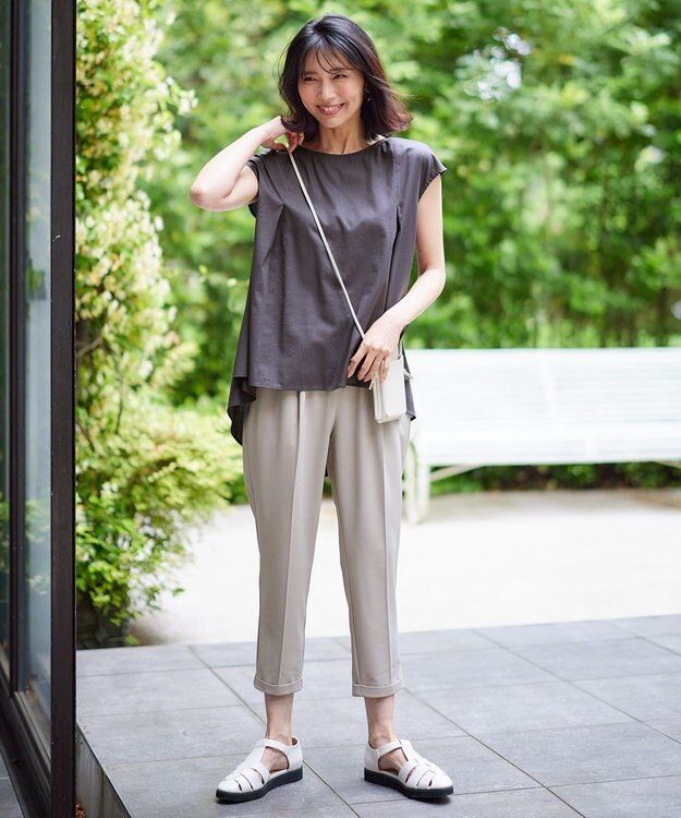 ANY 【UVケア/接触冷感/ウエストゴム】イージーケア美脚パンツⅡ グレージュ