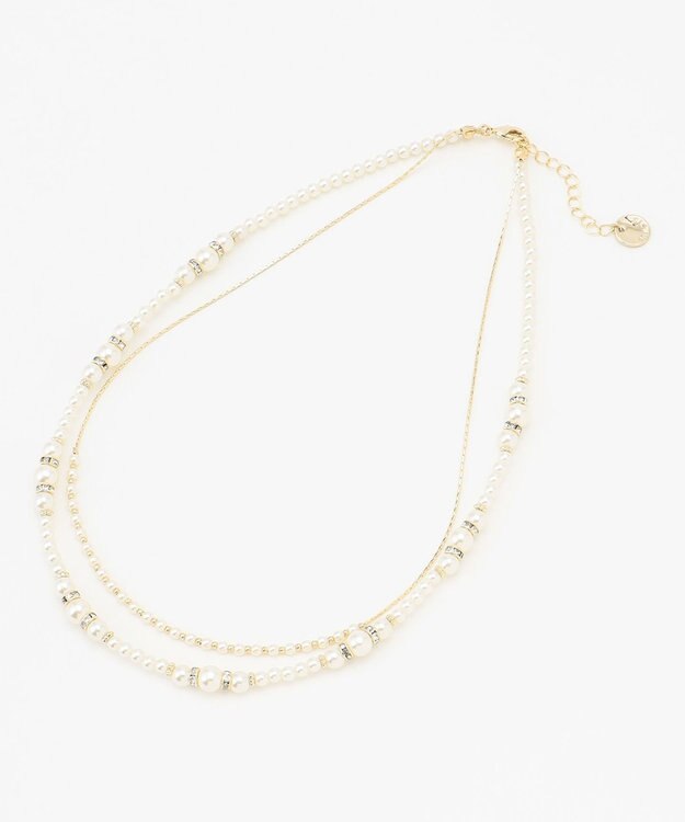 ANY SIS 2連メタルストーンパール調 ネックレス キスカ