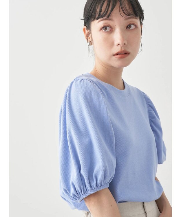 earth music&ecology パフスリーブプルオーバー Blue