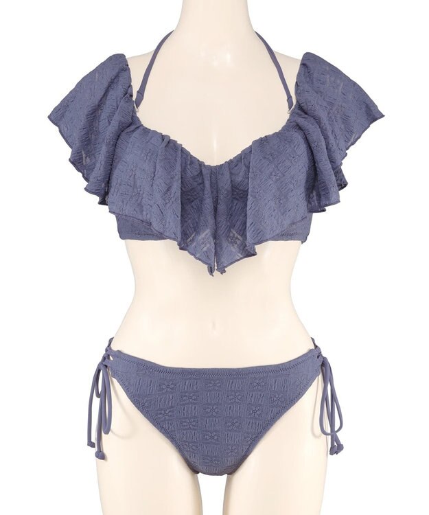 San-ai Resort（三愛水着楽園） 軽い着け心地でしっかり盛れる【楽盛り水着】　フリルワイヤービキニ　9M・11L　【San-ai Resort（サンアイリゾート）】 ブルー