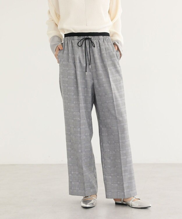 Green Parks ウエストレイヤードワイドパンツ Glen Check