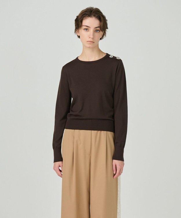 GRACE CONTINENTAL クルーニットトップ ブラウン