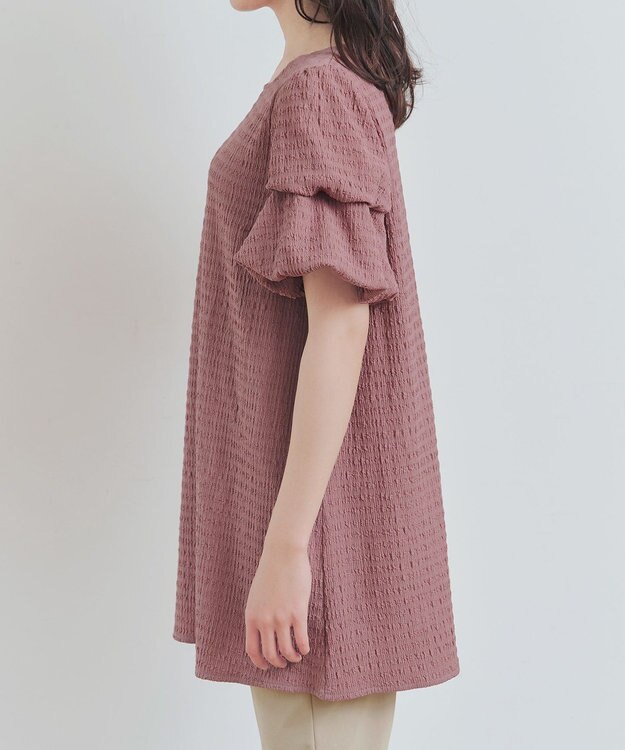 Tiaclasse 【洗える】変形バルーンスリーブカットソーチュニック ピンク