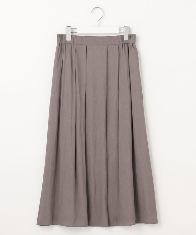 J.PRESS LADIES 【洗える】スプリットジョーゼット ランダムタック スカート ブラウン系