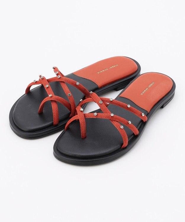 steppi ビジュー トング サンダル レッド