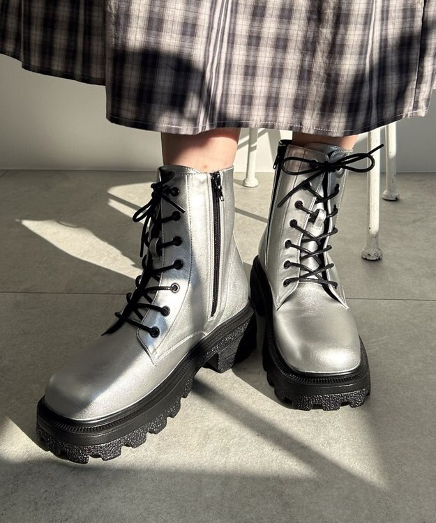 WEGO レースアップショートブーツ シルバー