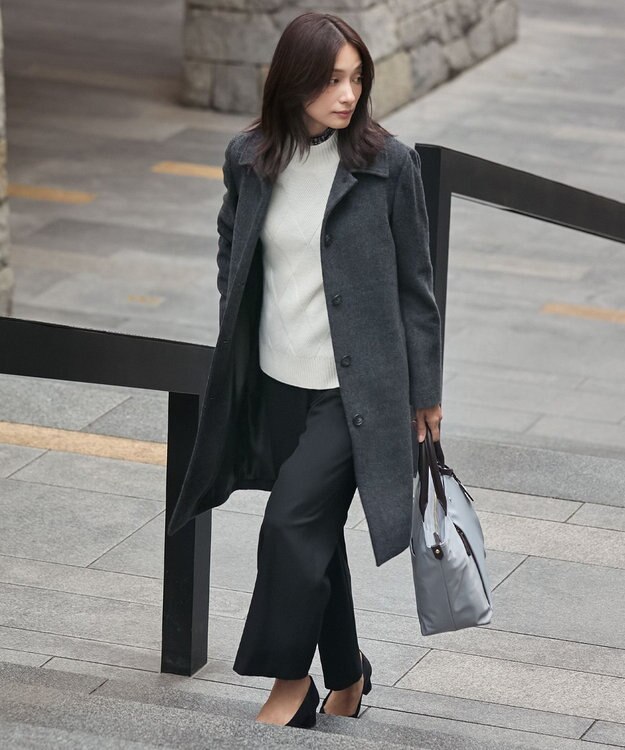 J.PRESS LADIES 【洗える】SOFTサーモ セミワイド パンツ ブラック系