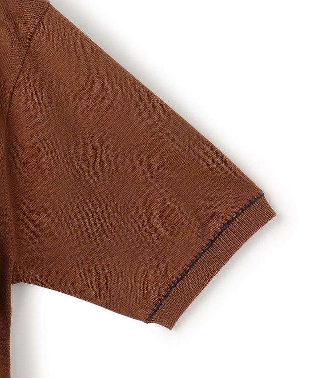 J.PRESS MEN 【WEB・一部店舗限定】Blancket Stitch Knit Polo ダークブラウン系