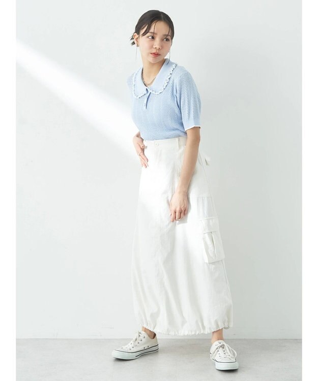 earth music&ecology フリルニットポロ Sax