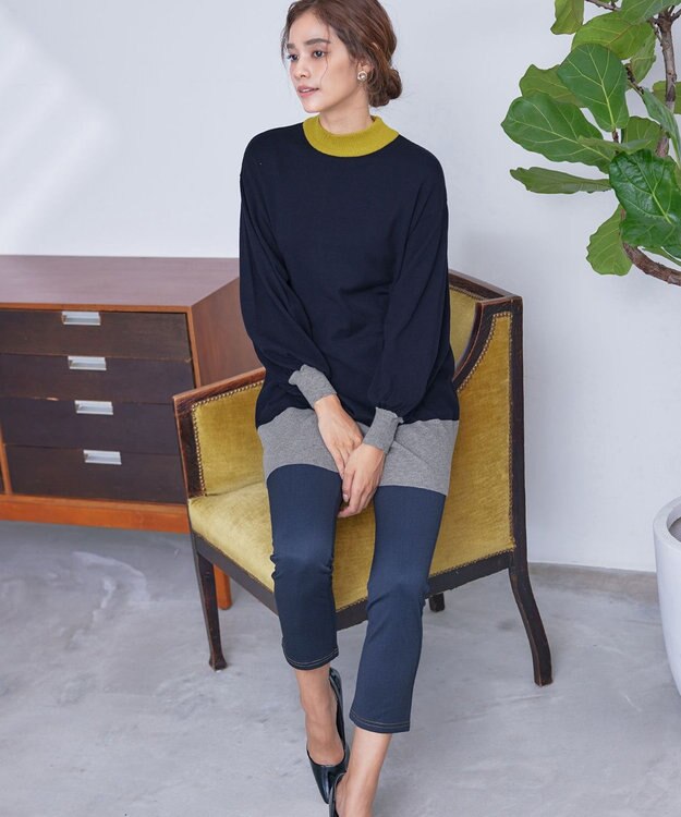 Tiaclasse 【洗える】デニムライク起毛ストレッチ ネイビー