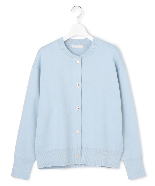 ICB L 【先行予約】 コットンポリエステルスムース カーディガン サックスグレー