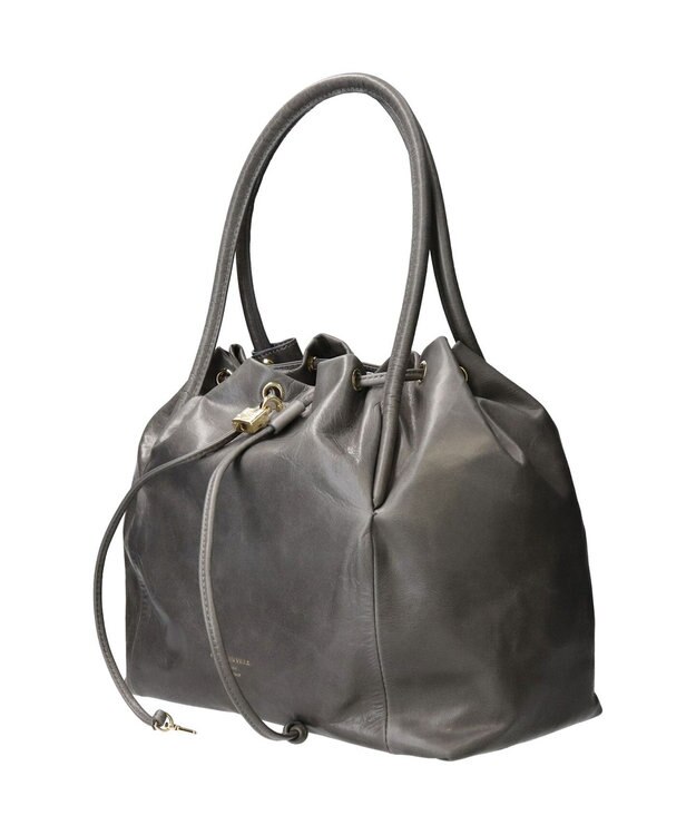 INTER-CHAUSSURES 【CHRISTIAN VILLA】レザー巾着ショルダーバッグ グレー