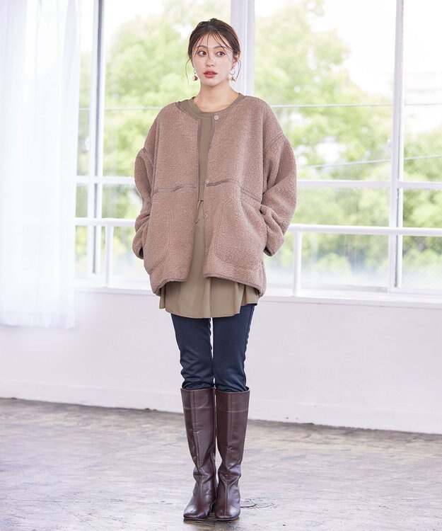 Tiaclasse 【洗える】デニムライク起毛ストレッチ ネイビー