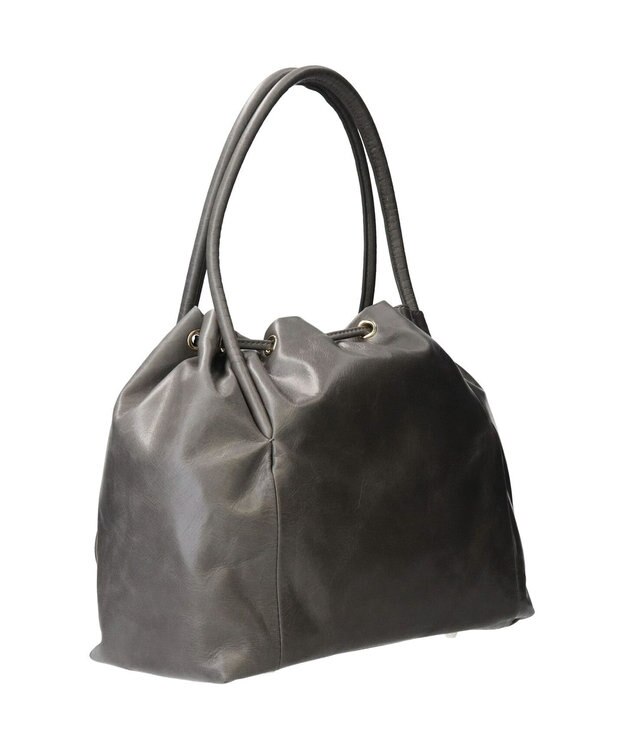 INTER-CHAUSSURES 【CHRISTIAN VILLA】レザー巾着ショルダーバッグ グレー