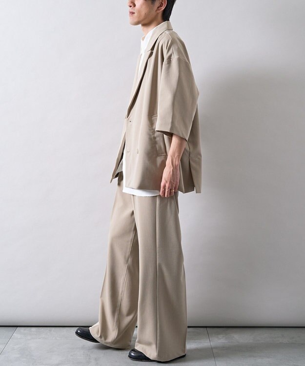 CRAFT STANDARD BOUTIQUE 半袖ダブルテーラードセットアップ Beige