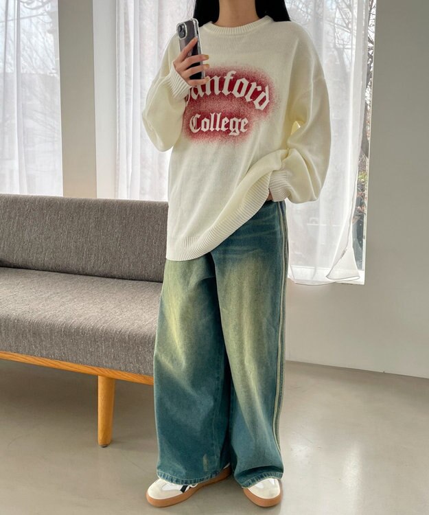 WEGO グラフィックBIGニットプルオーバー 柄10