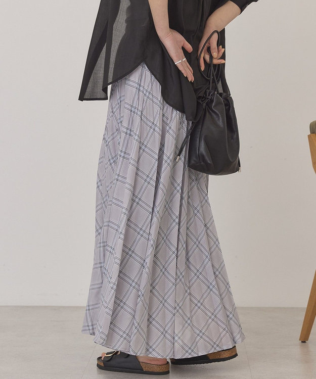 AMERICAN HOLIC 【選べる丈】チェックシアープリーツスカート Light Gray