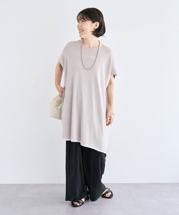 Green Parks 接触冷感ゆったりニットチュニック Light Gray