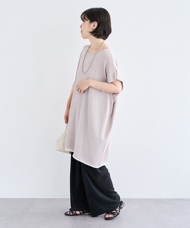 Green Parks 接触冷感ゆったりニットチュニック Light Gray