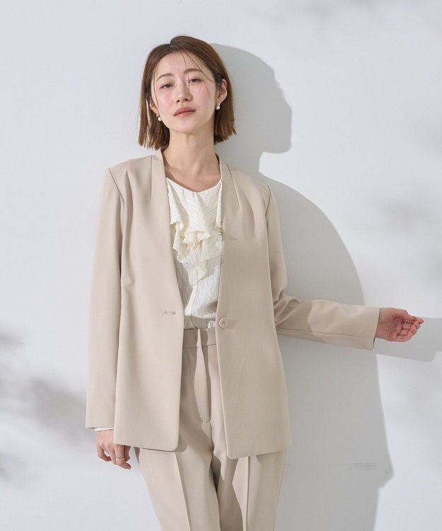 YECCA VECCA ストライプ柄ラッフルブラウス Stripe