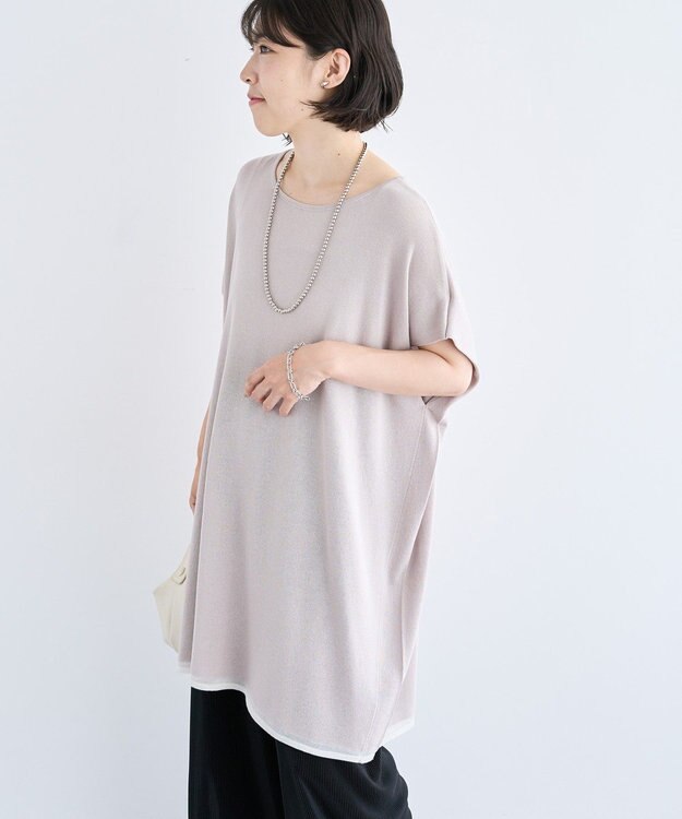 Green Parks 接触冷感ゆったりニットチュニック Light Gray