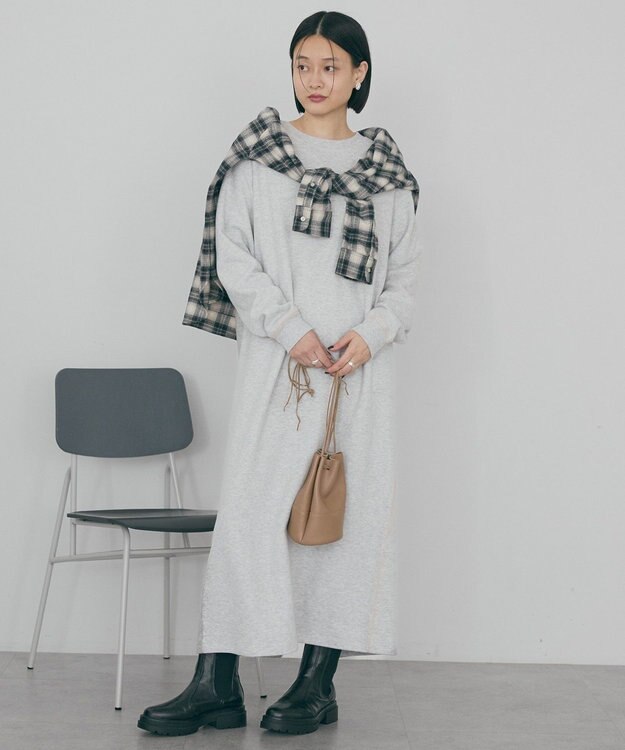 AMERICAN HOLIC スムース起毛ボックスシルエットワンピース Light Gray